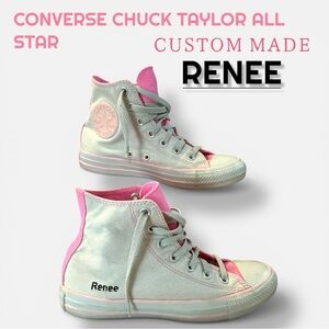 ‼️Converse All Star Chuck Taylor Custom High-Top Sneakers - Pink and Pale grey